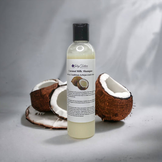 Coconut Milk Shampoo, Softens Natural hair, Conditions & Rejuvenates hair with Aloe Vera and  Coconut Milk, All Natural, Sulfate free, 8 Oz
