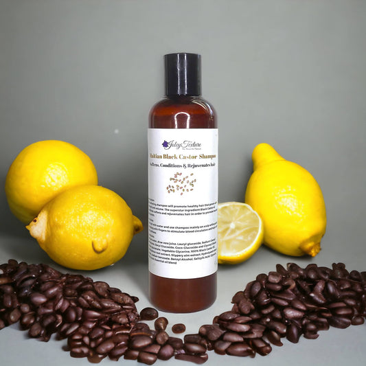 Black Castor Oil and Coffee Shampoo, Strengthens Natural hair, Conditions & Rejuvenates hair, All Natural, With Lemon Essential Oil, 8 Oz
